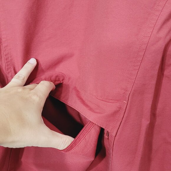 BGN Red Cotton Blend Long Sleeve Casual Zip Pocket Front Mock Collar Size Small - Picture 10 of 12